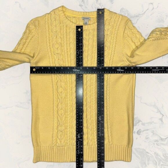 L.L. Bean Women’s Cable Knit Yellow Sweater Size Medium 298839 - Picture 2 of 6